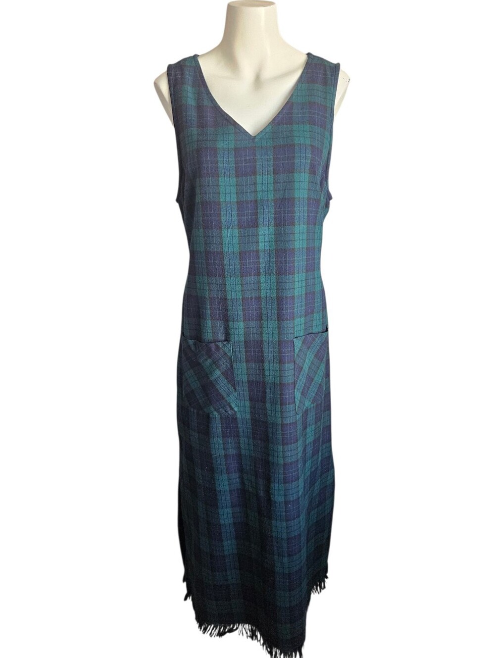 Vtg Original Ty Wear Plaid Jumper Fringe Hem Womens Sz 14 Lagenlook Cottagecore